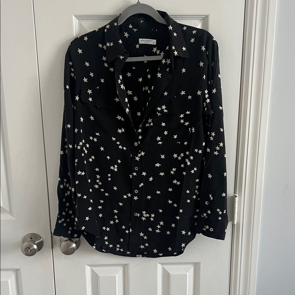 Equipment Black Star Pattern Button Down Shirt